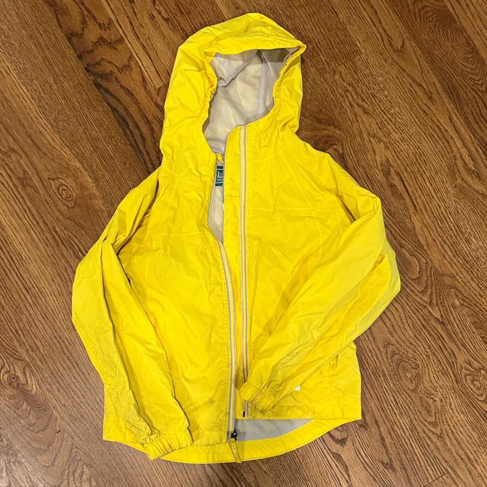 LL Bean Yellow Hooded raincoat